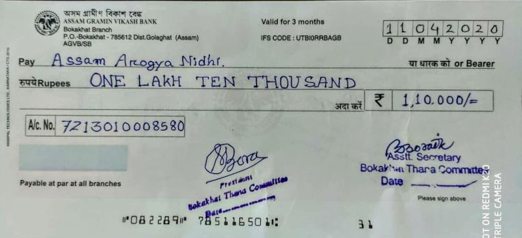 কৰ'ণা ভাইৰাছ সংক্ৰমন  প্ৰতিৰোধৰ বাবে কল্যান নিধিলৈ গাওঁৰক্ষী বাহিনীৰ লক্ষ্যাধিক টকা  :